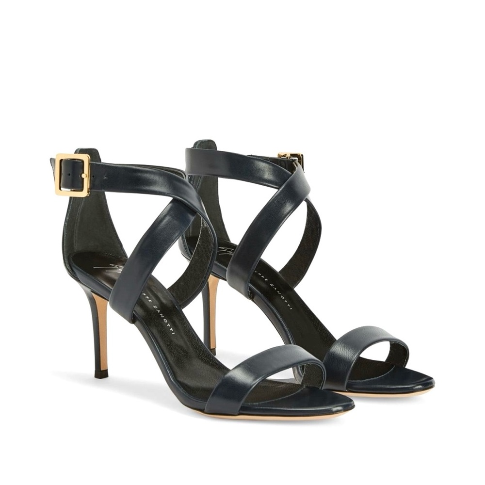 New in Box Giuseppe Zanotti Strappy Heels Size 6 Deep Navy - Picture 1 of 11